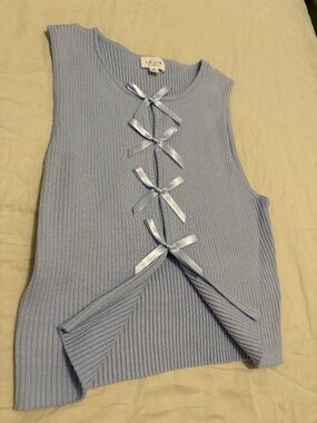Lelis Light Blue Knit Bow Tank